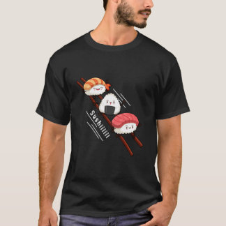Camiseta Sushi Deslizando Em Hashis Kawaii Anime Japonês