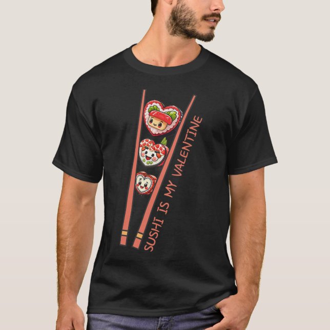 Camiseta Sushi É A Minha Namorados Escova De Coração Bestia (Frente)