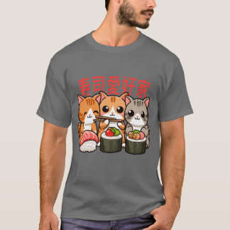 Camiseta Sushi E Cats Retro