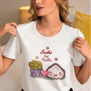 Camiseta Sushi Encontra Rolls Kawaii Sushi T-Shirt