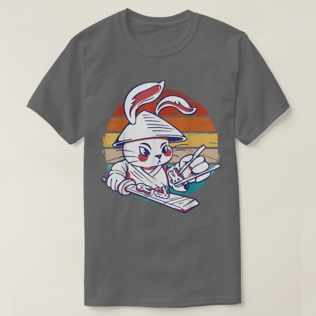 Camiseta Sushi, fazer de coelho de samurai, engraçado, com  (Frente do Design)