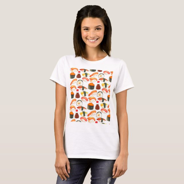 Camiseta Sushi Fofo (Frente Completa)