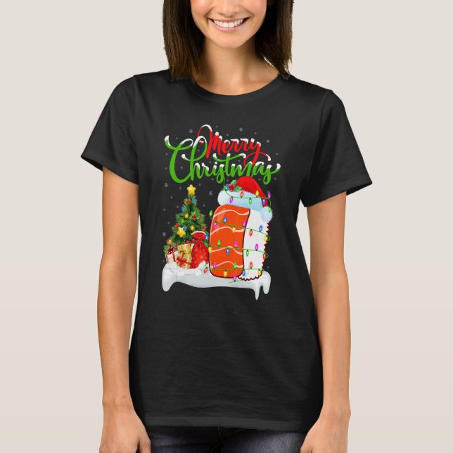 Camiseta Sushi Food   Xmas Decorations Santa Sushi Christma (Frente)