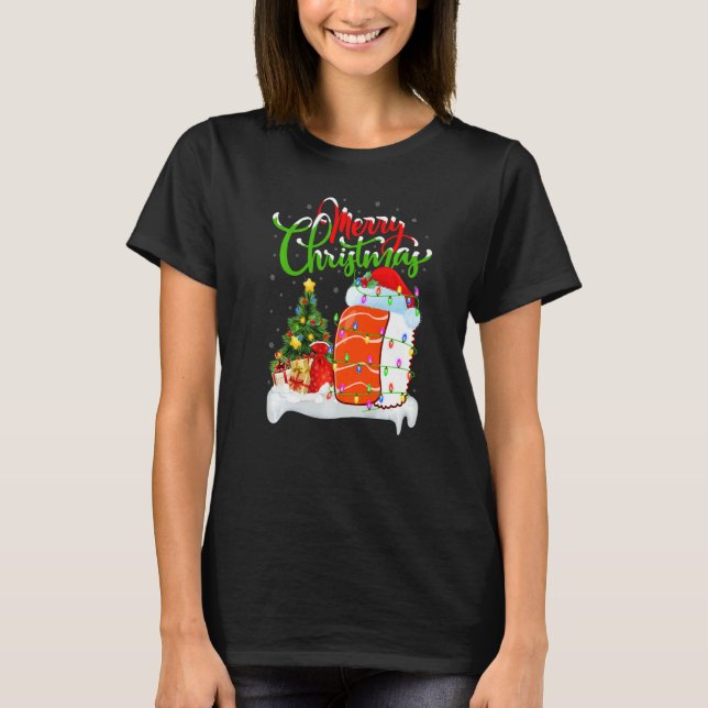 Camiseta Sushi Food  Xmas Decorations Santa Sushi Christmas (Frente)