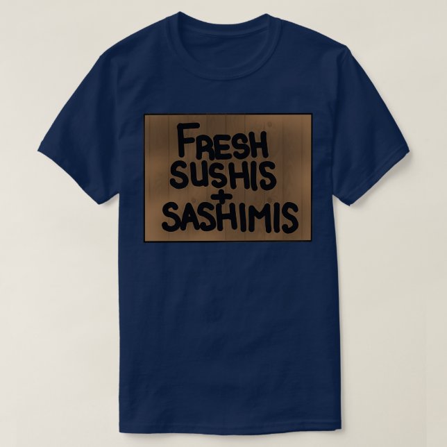 Camiseta Sushi fresco e sashimis (Frente do Design)