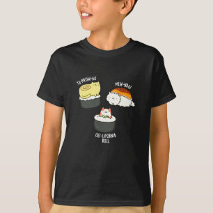 Camiseta Sushi Gata Engraçado Sushi Pun Dark BG
