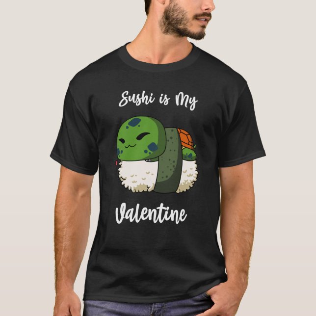 Camiseta Sushi is My Valentine Pond Turtle Valentine's Day (Frente)