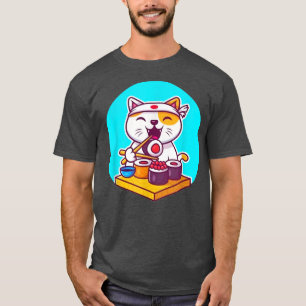 Camiseta Sushi Kawaii, Pai de Gato e Lover Japonês Mãe, Rap
