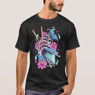 Camiseta Sushi Koi Peixe Japonês Koi Carpa Lago Japão Cerej