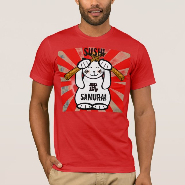 Camiseta Sushi Maneki Neko Samurai (Frente)