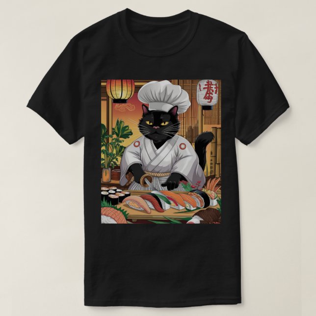 Camiseta Sushi Master Black Cat (Frente do Design)