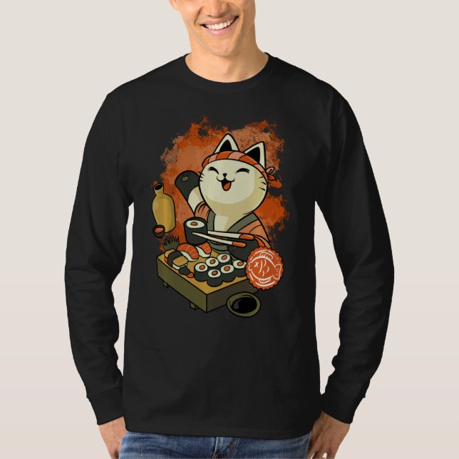 Camiseta Sushi Master Cat Sweatshirt (Frente)