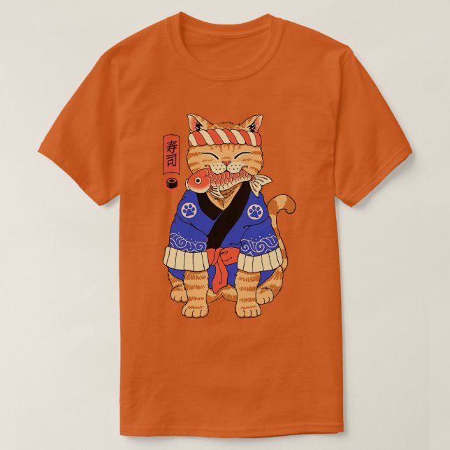Camiseta Sushi Meowster Cat (Frente do Design)