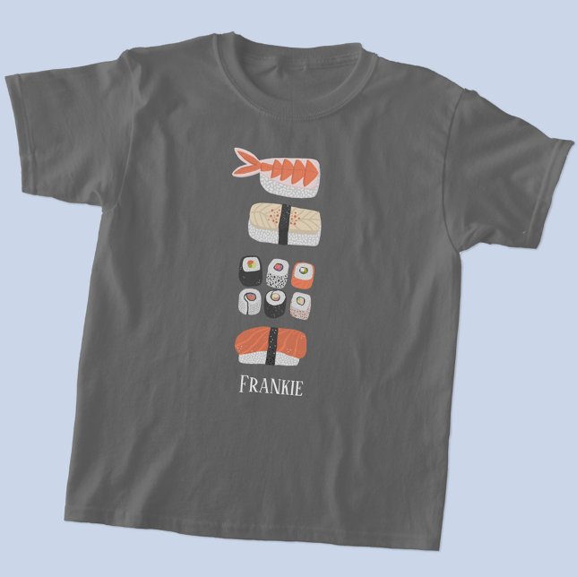 Camiseta Sushi Nigiri Sashimi Maki Roll Name (Sushi Japanese food art double side print personalized name t-shirt for foodies)