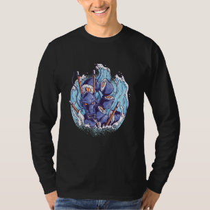 Camiseta Sushi ondas dragão de água asiático japonês