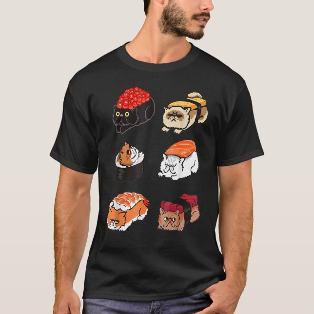 Camiseta Sushi Persian Cat por Huebucket (Frente)