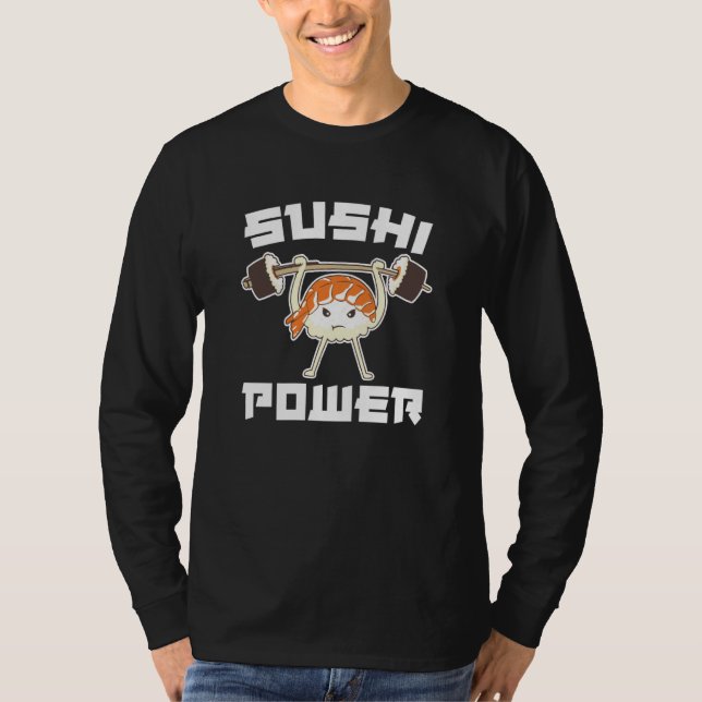 Camiseta Sushi Power Gym Vegetarian Workout Muscle Powerlif (Frente)