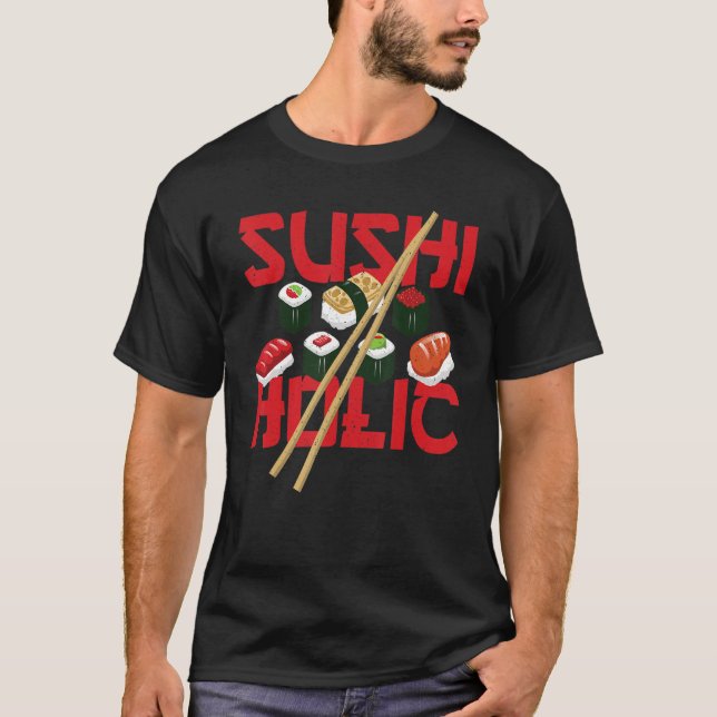 Camiseta Sushi Rolha Arroz e Peixe Sushiholic (Frente)