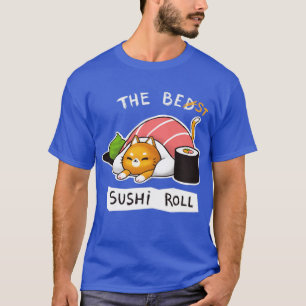 Camiseta Sushi Roll Bed Cat Funny Cute Gatinho Distância So
