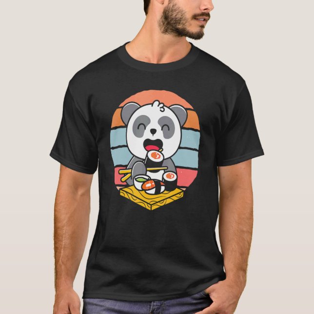 Camiseta Sushi Rolls Japonês Sushi Foodie Animal Panda Bea (Frente)