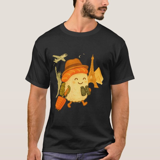 Camiseta Sushi Salmon Roll Loves To Travel  (Frente)