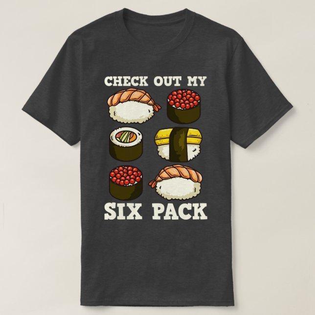 Camiseta Sushi Seis Pack Japonês Kawaii (Frente do Design)