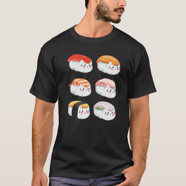 Camiseta Sushi Sesspack Cats Para Todos Os Gatos (Frente)