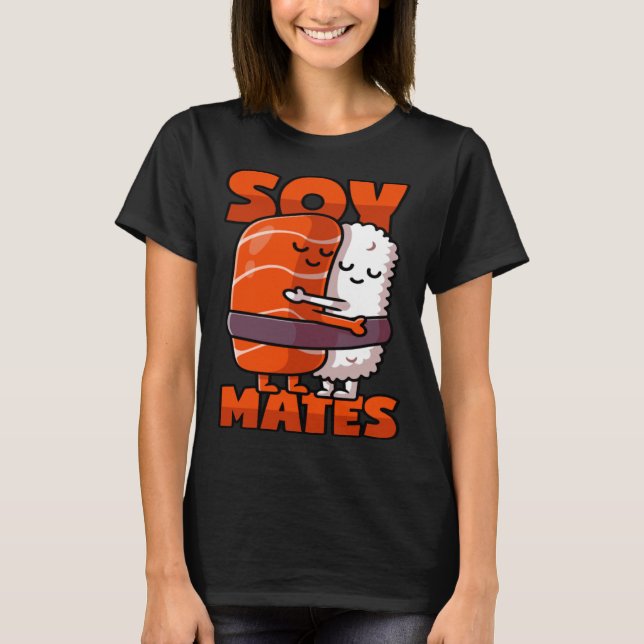 Camiseta Sushi Soul Mates com Soy Sauce Pun (Frente)