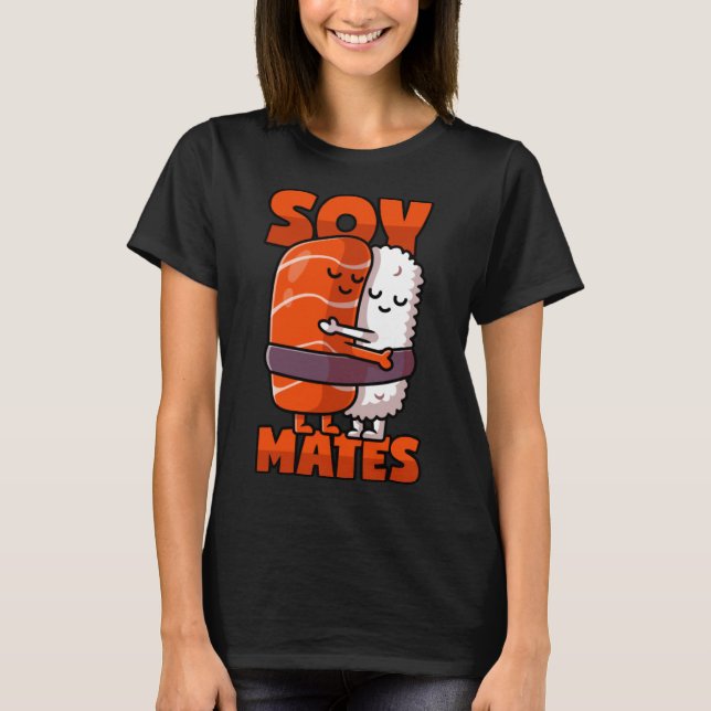 Camiseta Sushi Soul Mates com Soy Sauce Pun (Frente)