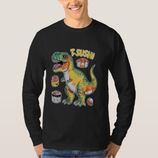 Camiseta Sushi T-rex Kawaii Anime Tie Dye Dinosaur Trex Lov