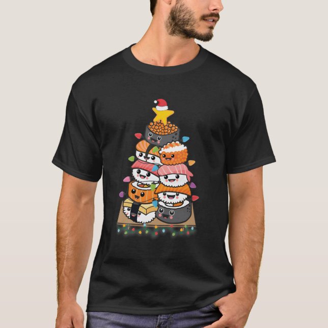 Camiseta Sushi Tree Japonês Comida Sobre Presentes Xmas (Frente)