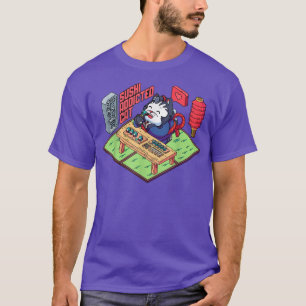 Camiseta Sushi Viciado em Gato Japonês Comida Manga