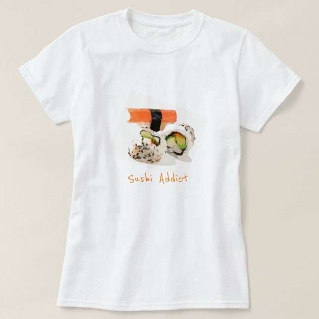 Camiseta Sushi viciado slogan bonitinho comida japonesa (Frente do Design)