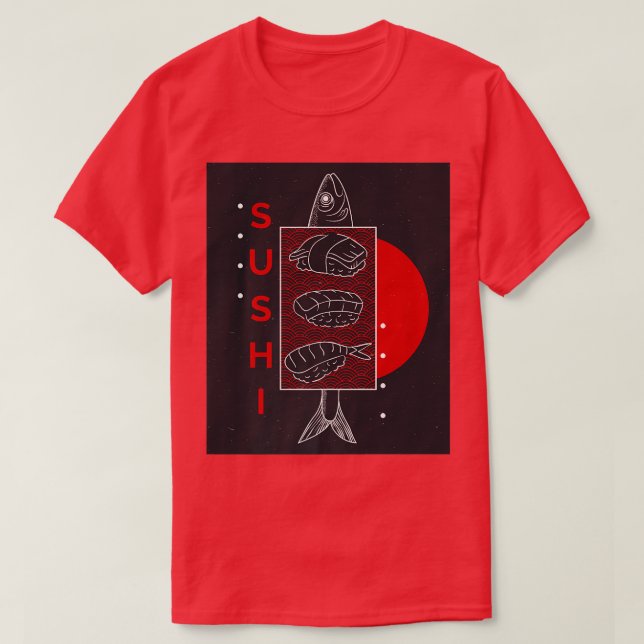 Camiseta Sushi Vintage Japanese Kawaii Retro Japan Anime  (Frente do Design)
