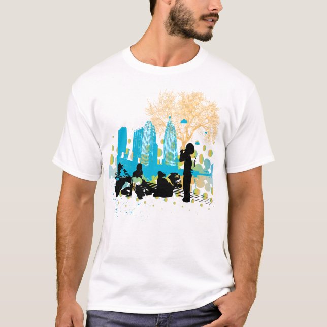 Camiseta suspensão para fora com o grupo (Frente)