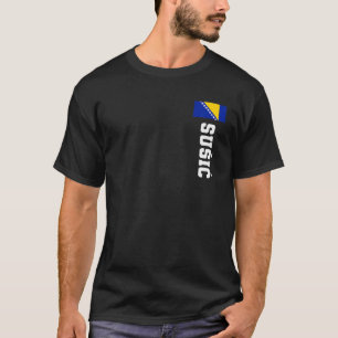 Camiseta Suspenso Sobrenome De Bandeira Da Bósnia, Do Braço