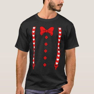 Camiseta Suspensórios de Smoking e Gravata Borboleta Coraçã