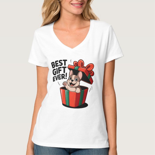 Camiseta Süßer Frenchie als Weihnachtsgeschenk T-Shirt (Frente)