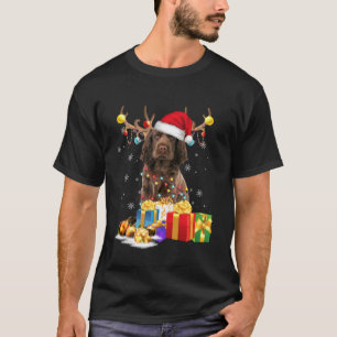 Camiseta Sussex Spaniel Dog Reindeer Santa Hat Cães Pijamas
