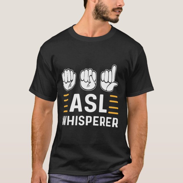 Camiseta Sussurrador. Sinal de Linguagem de Sinais Asl Cons (Frente)