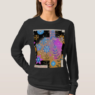 Camiseta Sussurro de Luz - Manga Longa Rosa e Dourado Azul
