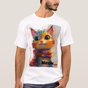 Camiseta Sussurros Vibrantes: Teto Colorido de Arte de Gato
