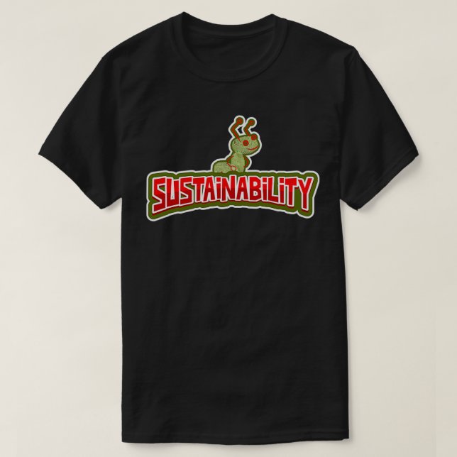 Camiseta Sustainability Happy Green Ant With Red Eyes And S (Frente do Design)