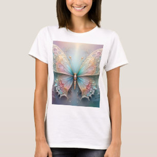 Camiseta Susurros de Cor: Sonho de Borboleta Fractal Pastel