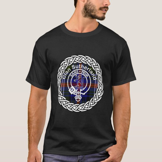Camiseta Sutherland Surname Scottish Clan Tartan Crest Long (Frente)