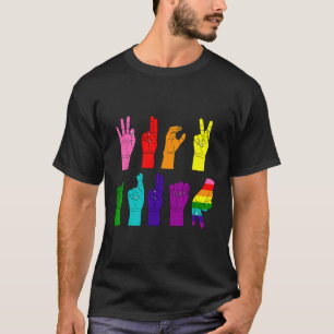 Camiseta Sutil Idioma de Sinal Anti-Trump Lgbtq+ Resist