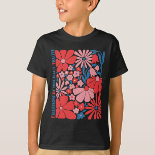Camiseta Sutil Liberdade Democracia Verdade Boho Floral 4 d
