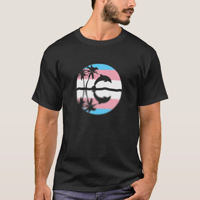 Camiseta Sutil Orgulho Transgênero Sunset, Sinalizador Tran (Frente)