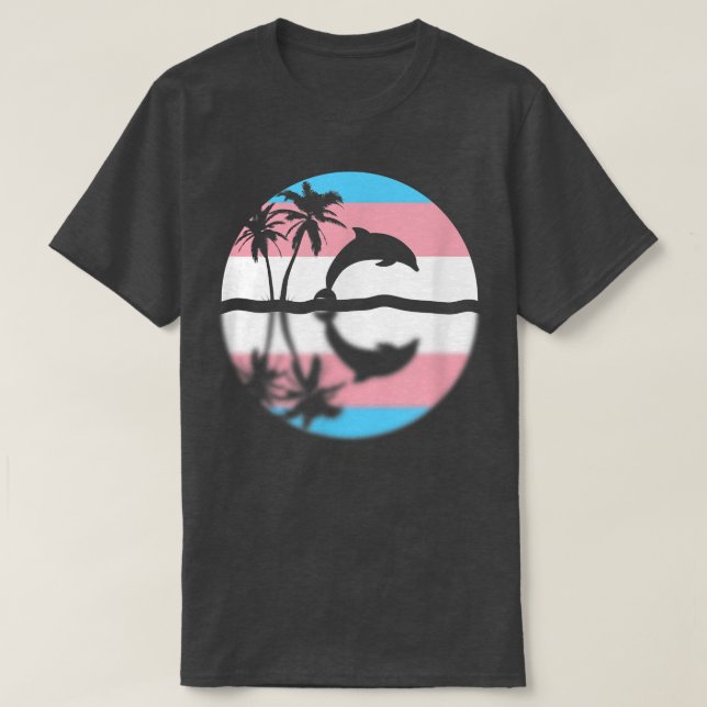 Camiseta Sutil Orgulho Transgênero Sunset, Sinalizador Tran (Frente do Design)