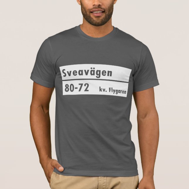 Camiseta Sveavägen, Éstocolmo, sinal de rua sueco (Frente)